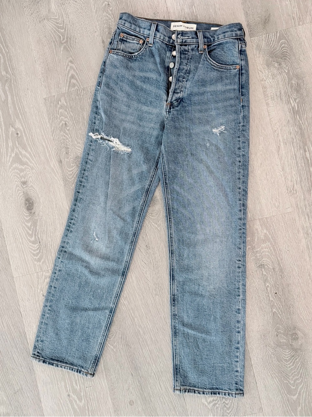 Denim Forum ARLO High-Rise Distressed Straight leg - distressed blue